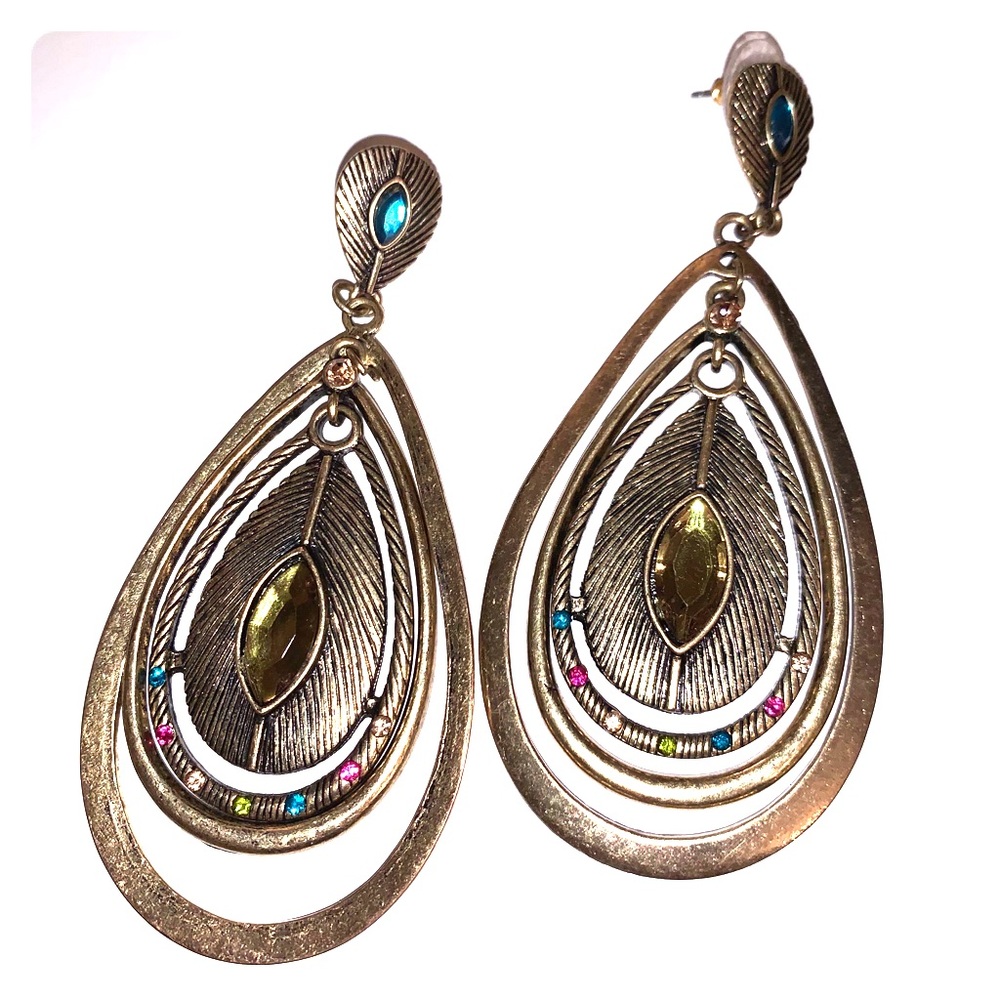 Gemstone antique hanging earrings